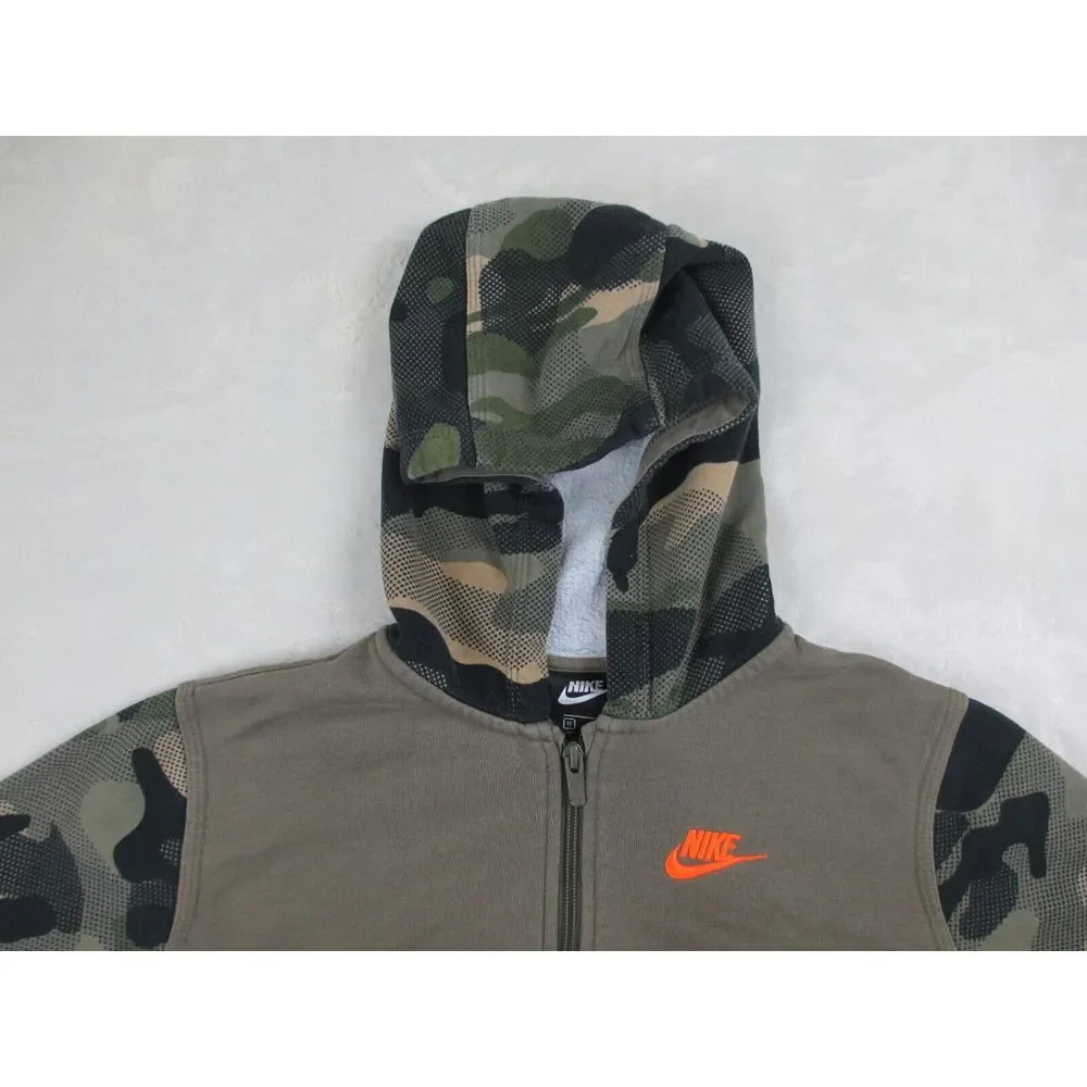 Nike Sweater Womens Extra Large Green Hooded Spell Out Zip Swoosh Casual Ladies*
